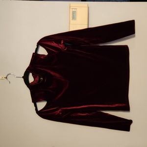 Red long sleeve shirt with open shoulder
